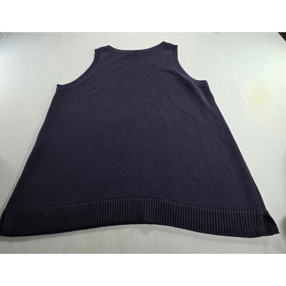 Chico's Navy Blue Sleeveless Sweater Tank Top Knit Cotton Blend Size 3 XL